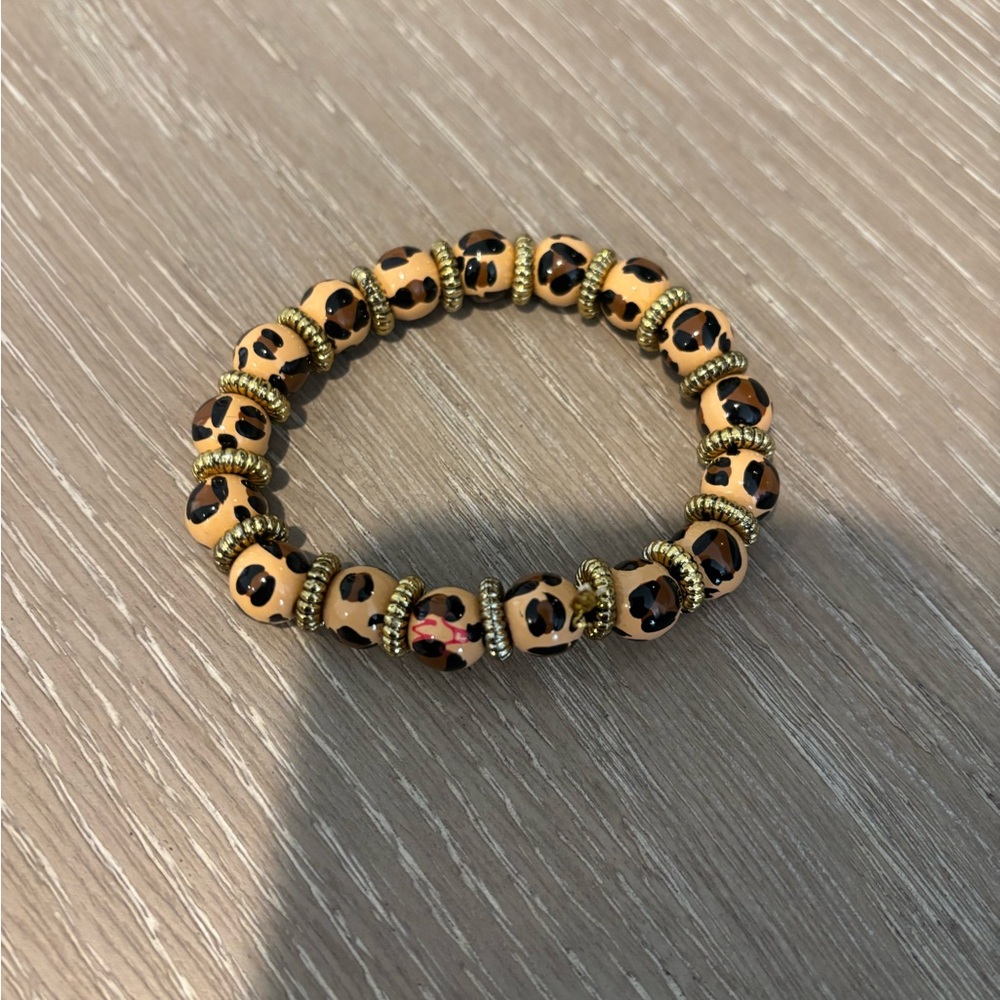 Angela Moore leopard beaded bracelet